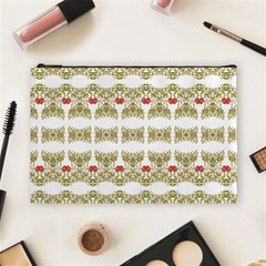 Striped Ornate Floral Print Cosmetic Bag (large)  by dflcprints