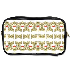 Striped Ornate Floral Print Toiletries Bags by dflcprints