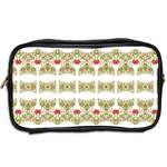 Striped Ornate Floral Print Toiletries Bags 2-Side Back