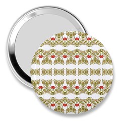 Striped Ornate Floral Print 3  Handbag Mirrors by dflcprints