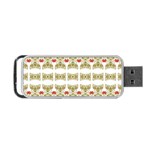 Striped Ornate Floral Print Portable USB Flash (Two Sides) Back