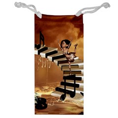 Cute Little Girl Dancing On A Piano Jewelry Bag by FantasyWorld7