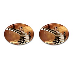 Cute Little Girl Dancing On A Piano Cufflinks (oval) by FantasyWorld7