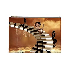 Cute Little Girl Dancing On A Piano Cosmetic Bag (large)  by FantasyWorld7