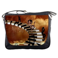 Cute Little Girl Dancing On A Piano Messenger Bags by FantasyWorld7