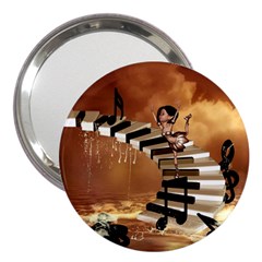 Cute Little Girl Dancing On A Piano 3  Handbag Mirrors by FantasyWorld7