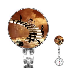 Cute Little Girl Dancing On A Piano Stainless Steel Nurses Watch by FantasyWorld7