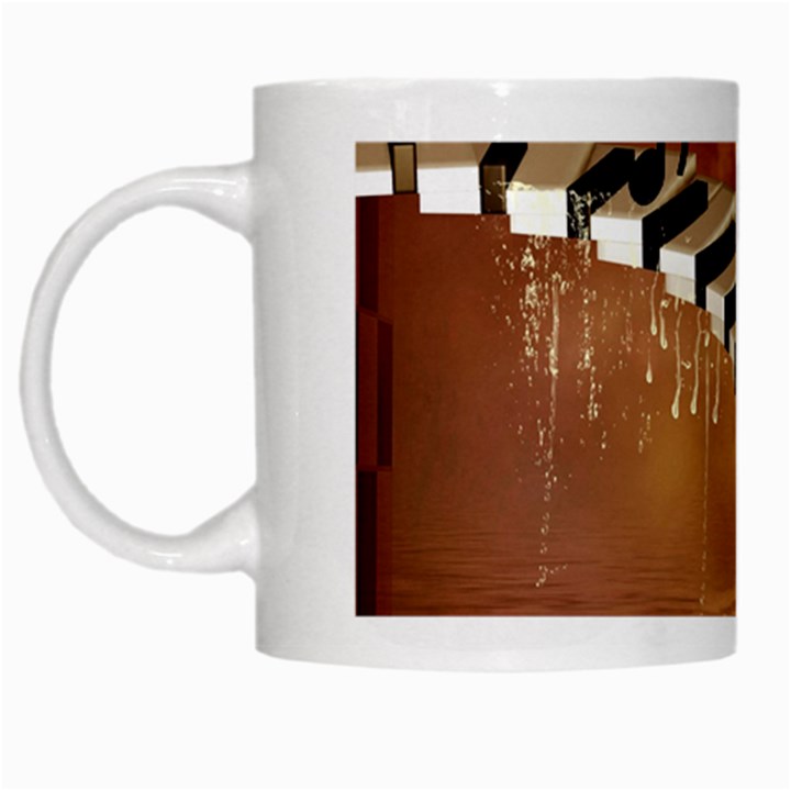 Cute Little Girl Dancing On A Piano White Mugs