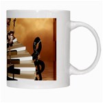 Cute Little Girl Dancing On A Piano White Mugs Right