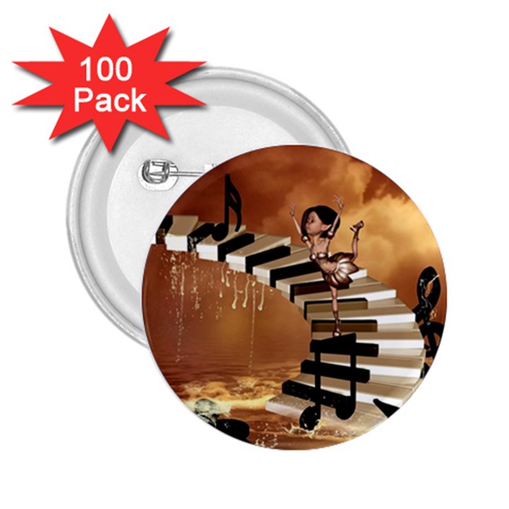 Cute Little Girl Dancing On A Piano 2.25  Buttons (100 pack) 