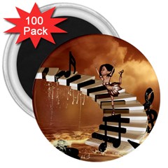 Cute Little Girl Dancing On A Piano 3  Magnets (100 Pack) by FantasyWorld7