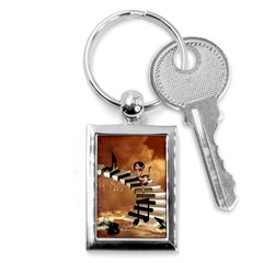 Cute Little Girl Dancing On A Piano Key Chains (rectangle)  by FantasyWorld7