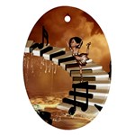 Cute Little Girl Dancing On A Piano Oval Ornament (Two Sides) Back