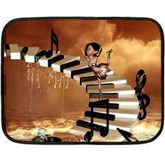 Cute Little Girl Dancing On A Piano Fleece Blanket (mini) by FantasyWorld7