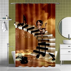 Cute Little Girl Dancing On A Piano Shower Curtain 48  X 72  (small)  by FantasyWorld7