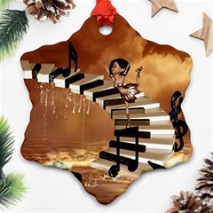 Cute Little Girl Dancing On A Piano Ornament (snowflake) by FantasyWorld7