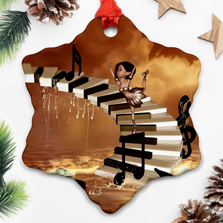 Cute Little Girl Dancing On A Piano Ornament (Snowflake)