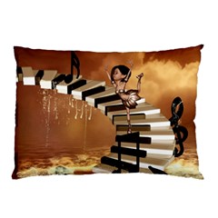 Cute Little Girl Dancing On A Piano Pillow Case (two Sides) by FantasyWorld7