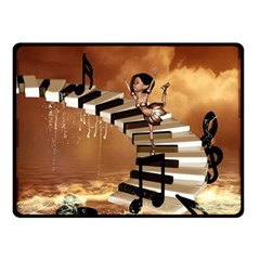 Cute Little Girl Dancing On A Piano Double Sided Fleece Blanket (small)  by FantasyWorld7