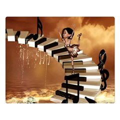 Cute Little Girl Dancing On A Piano Double Sided Flano Blanket (large)  by FantasyWorld7