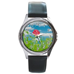 Beauty Nature Scene Photo Round Metal Watch by dflcprints