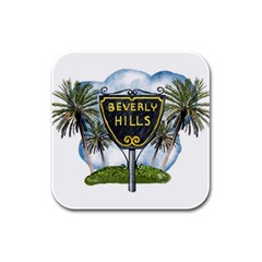 Beverly Hills Rubber Square Coaster (4 Pack)  by Bigfootshirtshop