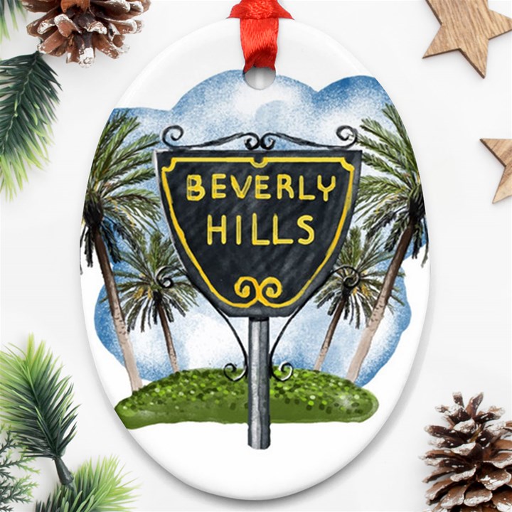 Beverly Hills Oval Ornament (Two Sides)