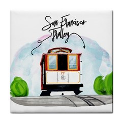 San Francisco Trolley California Bear Tile Coasters by Bigfootshirtshop