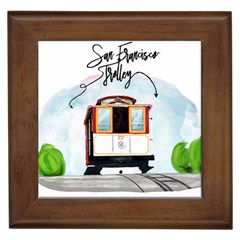 San Francisco Trolley California Bear Framed Tiles by Bigfootshirtshop