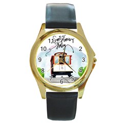 San Francisco Trolley California Bear Round Gold Metal Watch by Bigfootshirtshop