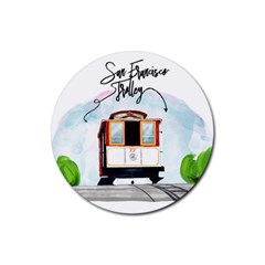 San Francisco Trolley California Bear Rubber Round Coaster (4 Pack)  by Bigfootshirtshop