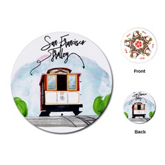 San Francisco Trolley California Bear Playing Cards (round)  by Bigfootshirtshop