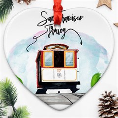 San Francisco Trolley California Bear Heart Ornament (two Sides) by Bigfootshirtshop