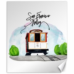 San Francisco Trolley California Bear Canvas 8  X 10  by Bigfootshirtshop