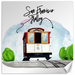 San Francisco Trolley California Bear Canvas 12  X 12   by Bigfootshirtshop