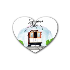 San Francisco Trolley California Bear Rubber Coaster (heart)  by Bigfootshirtshop