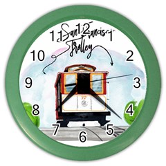 San Francisco Trolley California Bear Color Wall Clocks by Bigfootshirtshop