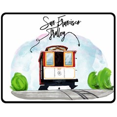 San Francisco Trolley California Bear Fleece Blanket (medium)  by Bigfootshirtshop