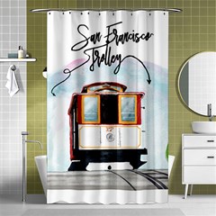 San Francisco Trolley California Bear Shower Curtain 48  X 72  (small)  by Bigfootshirtshop