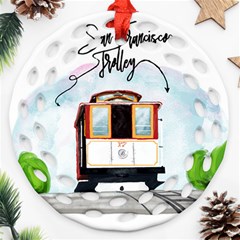 San Francisco Trolley California Bear Ornament (round Filigree)