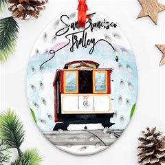 San Francisco Trolley California Bear Ornament (oval Filigree) by Bigfootshirtshop