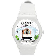 San Francisco Trolley California Bear Round Plastic Sport Watch (m) by Bigfootshirtshop