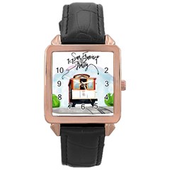 San Francisco Trolley California Bear Rose Gold Leather Watch  by Bigfootshirtshop