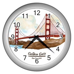 San Francisco Golden Gate Bridge Wall Clocks (silver)  by Bigfootshirtshop