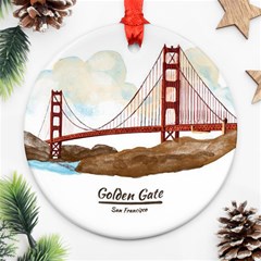 San Francisco Golden Gate Bridge Round Ornament (two Sides) by Bigfootshirtshop