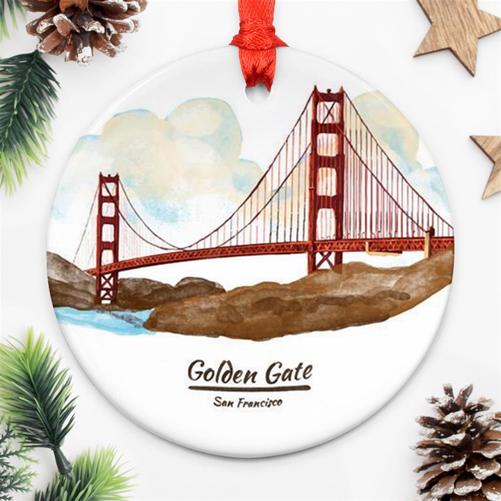 San Francisco Golden Gate Bridge Round Ornament (Two Sides)