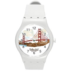 San Francisco Golden Gate Bridge Round Plastic Sport Watch (m) by Bigfootshirtshop