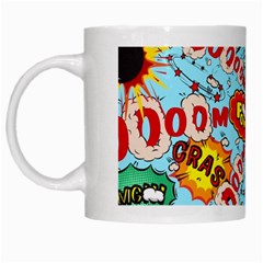 Comic Pattern White Mugs by Bigfootshirtshop