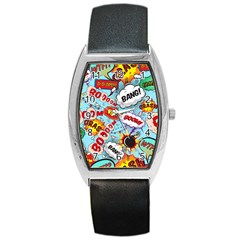 Comic Pattern Barrel Style Metal Watch by Bigfootshirtshop