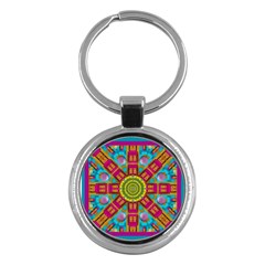 Sunny And Bohemian Sun Shines In Colors Key Chains (round)  by pepitasart